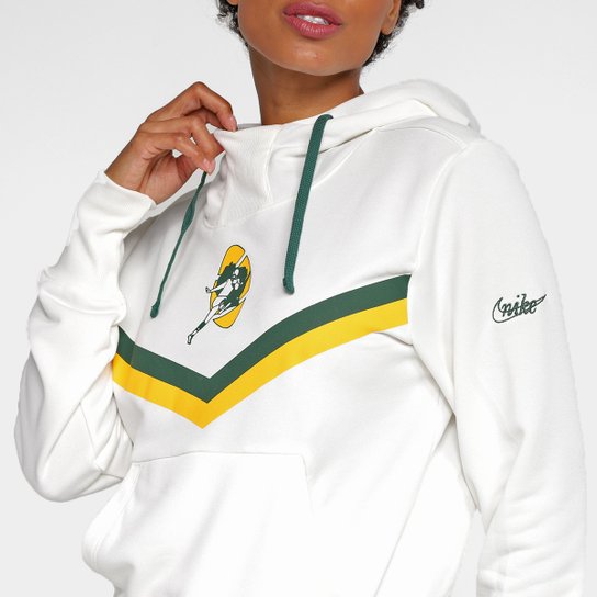 Blusa Moletom NFL Green Bay Packers Historic Nike Dri-Fit Com Capuz Feminina
