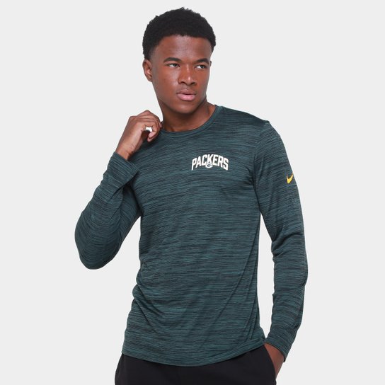 Camiseta NFL Green Bay Packers Nike Drop 2 Dri-Fit Team Velocity Manga LongaMasculina