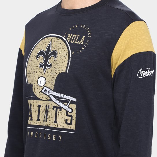 Camiseta NFL New Orleans Saints Nike Manga Longa Masculina