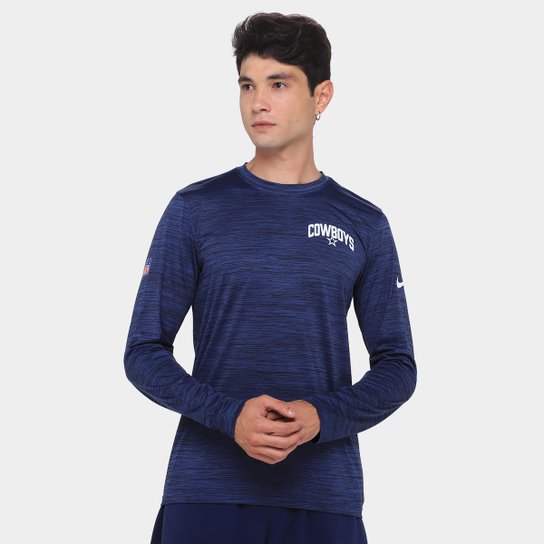 Camiseta Nike Dallas Cowboys Drop 2 Dri-FIT Team Velocity Manga Longa Masculina