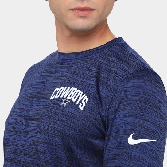 Camiseta Nike Dallas Cowboys Drop 2 Dri-FIT Team Velocity Manga Longa Masculina