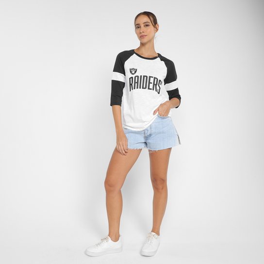 Camiseta Nike NFL Las Vegas Raiders Slub 3Q Raglan Feminina