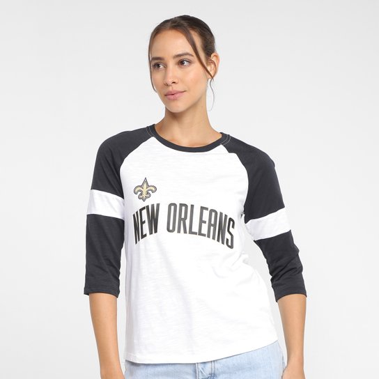 Camiseta Nike NFL New Orleans Saints Slub 3Q Raglan Feminina