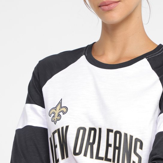 Camiseta Nike NFL New Orleans Saints Slub 3Q Raglan Feminina