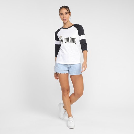 Camiseta Nike NFL New Orleans Saints Slub 3Q Raglan Feminina