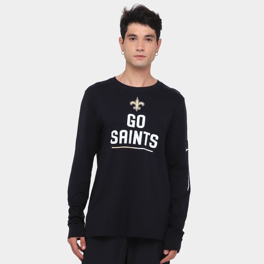 Camiseta Nike NFL New Orleans Saints Team Slogan Manga Longa Masculina