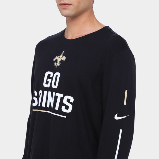 Camiseta Nike NFL New Orleans Saints Team Slogan Manga Longa Masculina