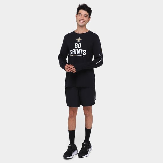 Camiseta Nike NFL New Orleans Saints Team Slogan Manga Longa Masculina