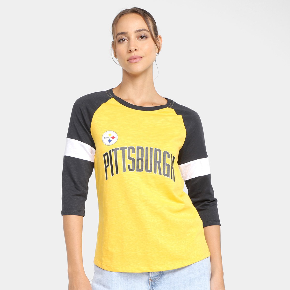 Camiseta Nike NFL Pittsburgh Steelers Slub 3Q Raglan Feminina NFL