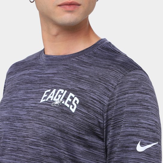 Camiseta Nike Philadelphia Eagles Drop 2 Dri-FIT Team Velocity Manga Longa Masculina