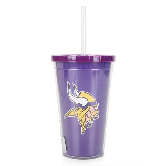 Copo com Canudo NFL Minnesota Vikings 600 ml