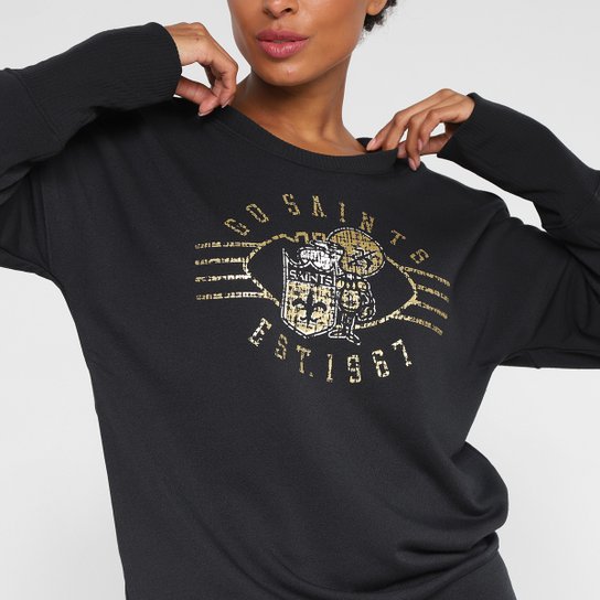 Moletom NFL New Orleans Saints Historic Nike Dri Fit Drop Shoulder Crew Feminino